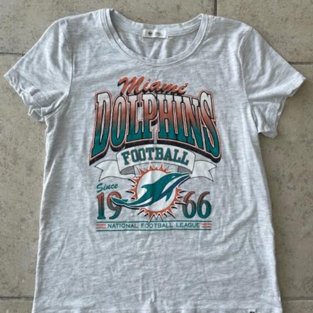 Miami Dolphins Women's '47 Brand Tshirt Smalll Gray NFL NEW NWOT